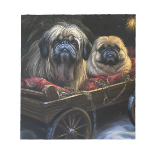 Pekingese Snowy Sleigh Christmas Decor  Notepad