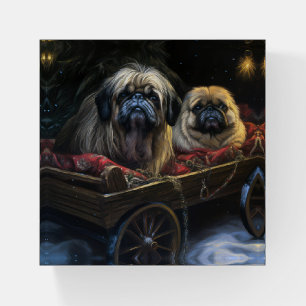 Pekingese Snowy Sleigh Christmas Decor  Paperweight