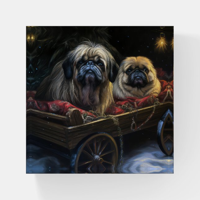 Pekingese Snowy Sleigh Christmas Decor  Paperweight (Front)
