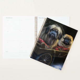 Pekingese Snowy Sleigh Christmas Decor Planner