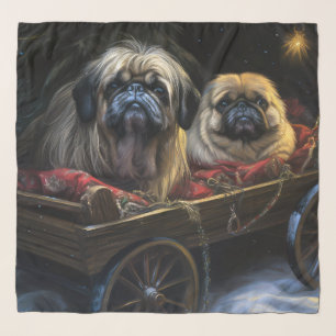Pekingese Snowy Sleigh Christmas Decor Scarf