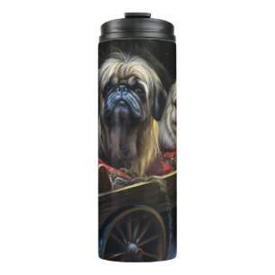 Pekingese Snowy Sleigh Christmas Decor Thermal Tumbler