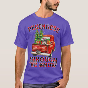Pekingese Through The Snow Christmas Truck Plaid R T-Shirt