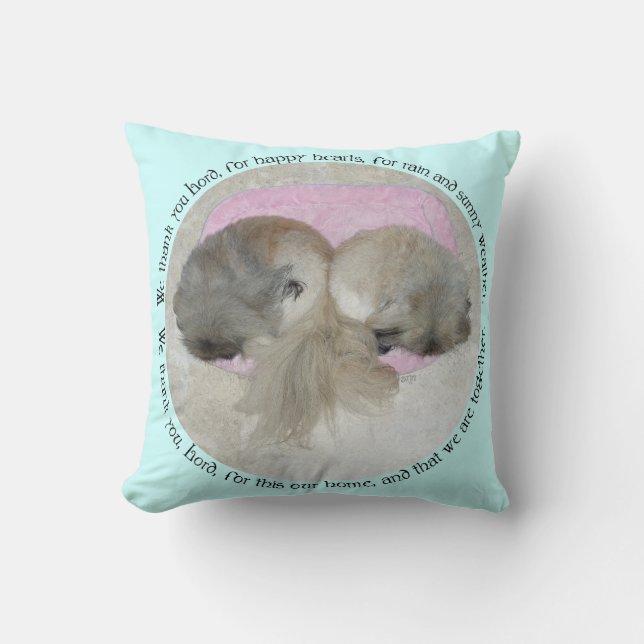 Pekingese Throw Pillow - Two Pekes LOVE (Front)