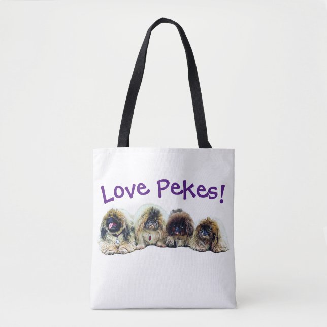 Pekingese Tote including the Peke-Ends! (Front)