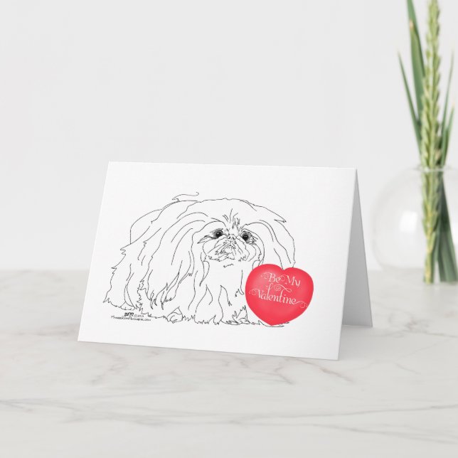 Pekingese Valentine Holiday Card (Front)