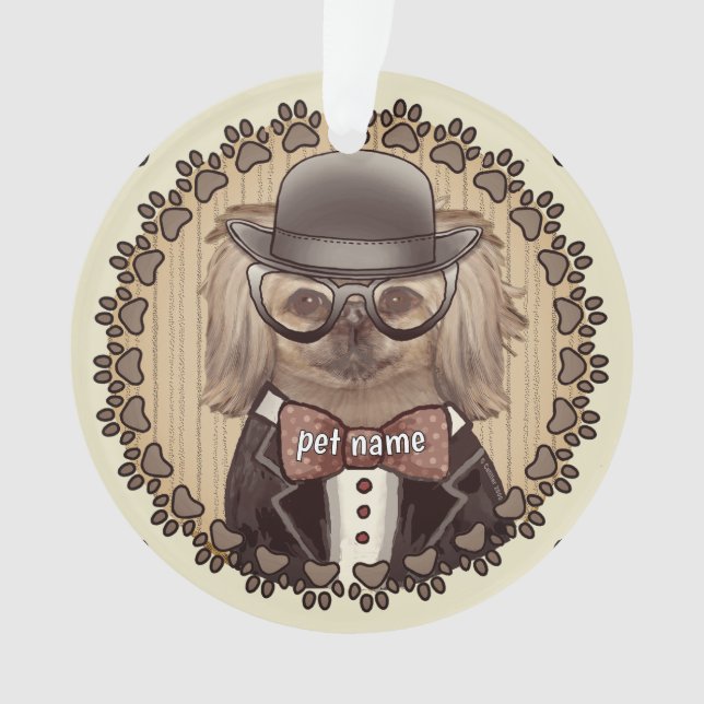 Pekingese wearing glasses Ornament   (Front)