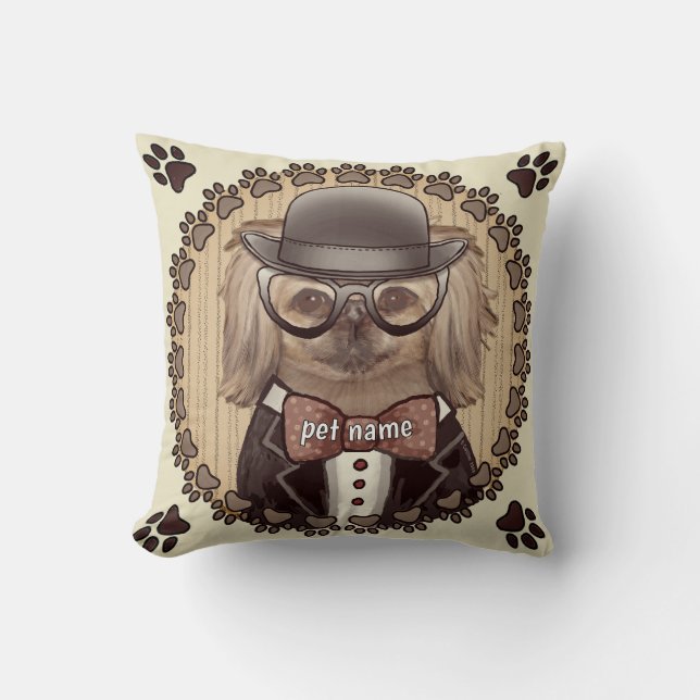 Pekingese wearing glasses Pillow (Front)