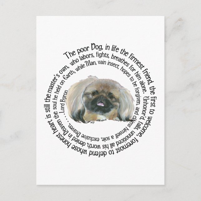 Pekingese Wisdom - and Lord Byron's Lament Postcard (Front)