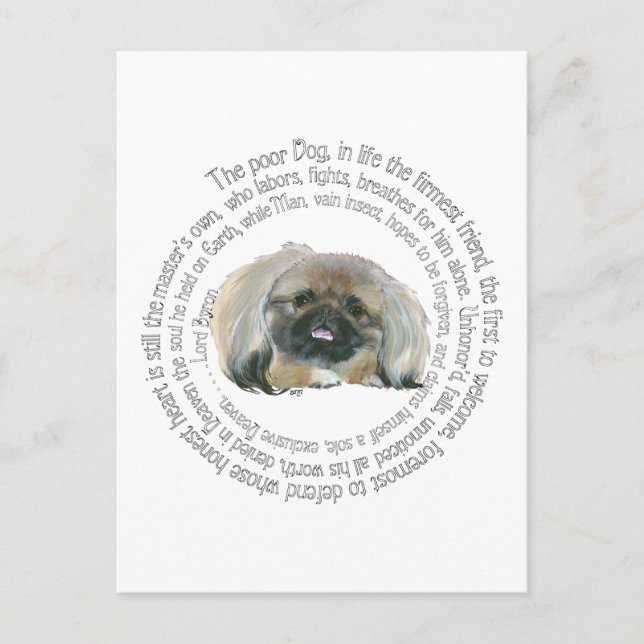 Pekingese Wisdom - and Lord Byron's Lament Postcard (Front)