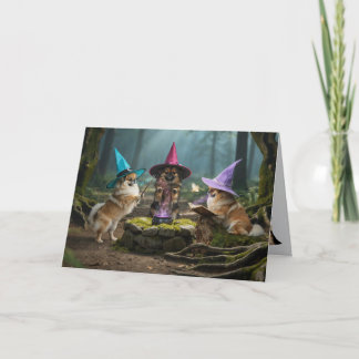 Pekingese  Witch Halloween Card