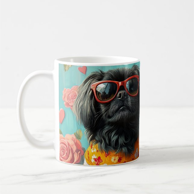  Pekingese With Heart Roses Valentine's Day Coffee Mug (Left)
