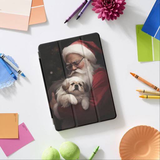 Pekingese With Santa Claus Festive Christmas iPad Air Cover