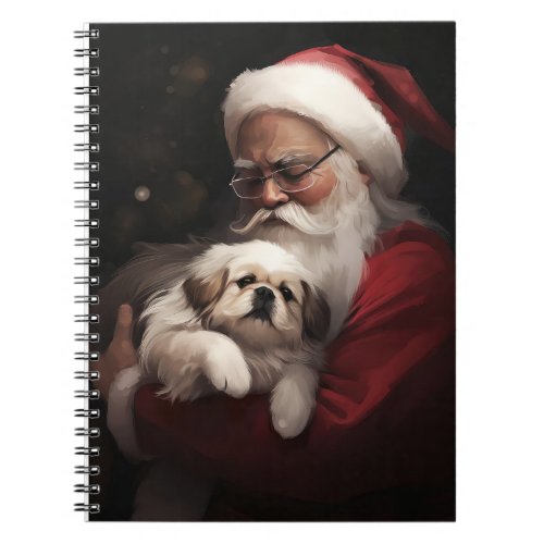 Pekingese With Santa Claus Festive Christmas Notebook