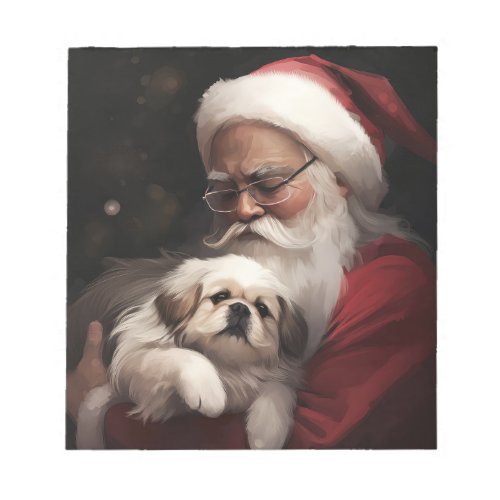 Pekingese With Santa Claus Festive Christmas Notepad