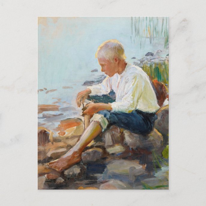 Pekka Halonen, Boy on the shore CC0741 Finland Postcard