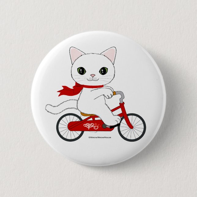 Peko the white cat button (Front)