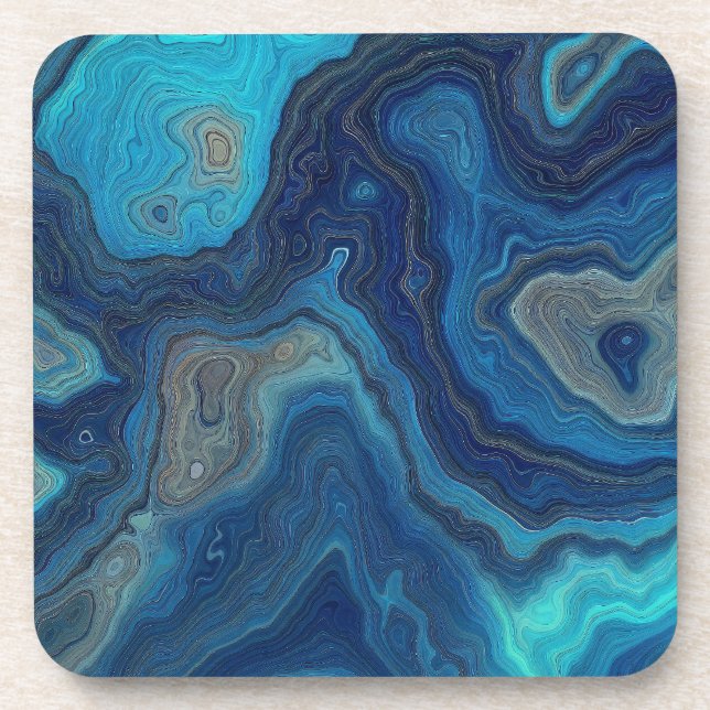 “Pelagic Contours” – An Abstract Seascape Beverage Coaster (Front)