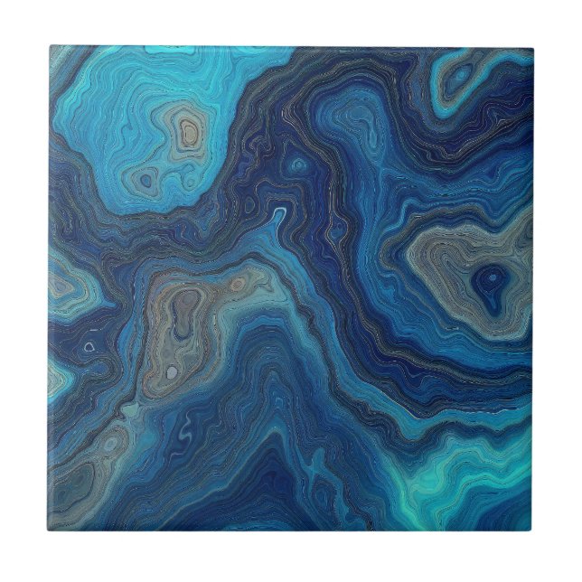 “Pelagic Contours” – An Abstract Seascape Ceramic Tile (Front)