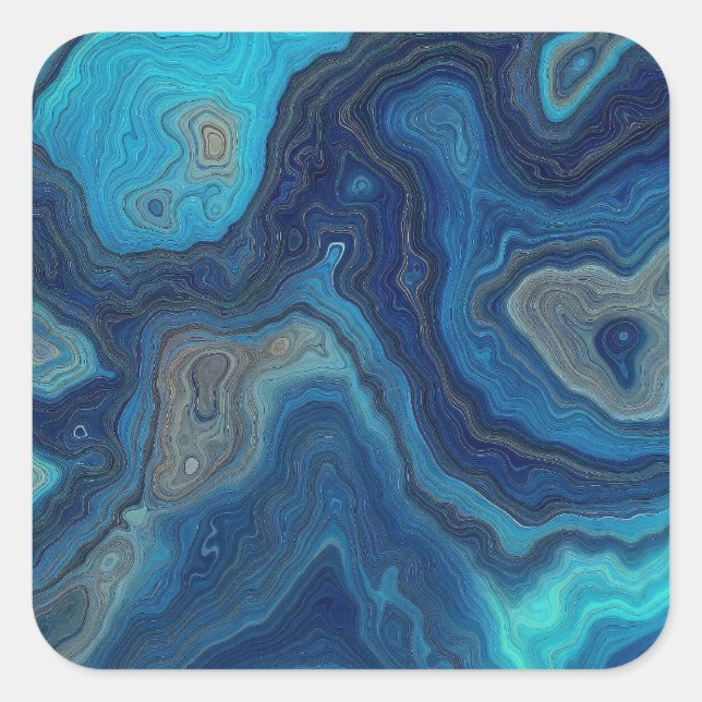 “Pelagic Contours” – An Abstract Seascape Square Sticker (Front)