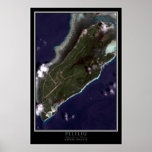 Peleliu Republic of Palau Satellite Map Poster