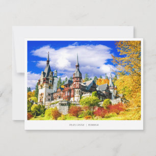 Peles Castle, Romania famous autumn landscape Holiday Card