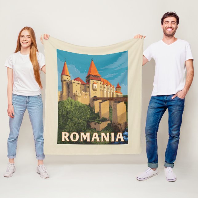Peles Castle Romania Fleece Blanket (In Situ)