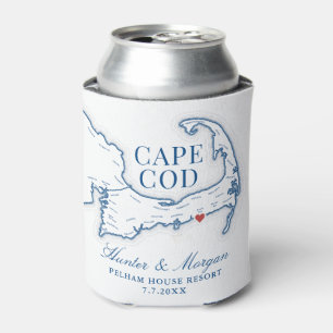 Pelham House Resort Wedding Favor Cape Cod Map Can Cooler