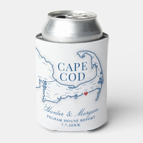 Pelham House Resort Wedding Favor Cape Cod Map Can Cooler