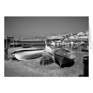 Pelican and Boats (BandW) Cards