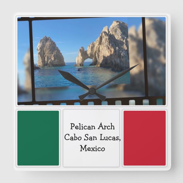 Pelican Arch, Cabo San Lucas   Square Wall Clock (Front)