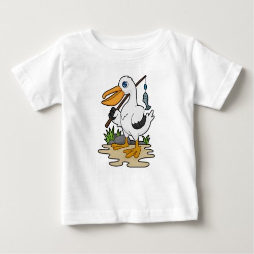 Pelican as Fisher with Fishing rod  Fish Baby T_Shirt