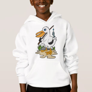 Pelican as Fisher with Fishing rod & Fish Hoodie