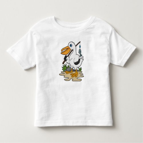 Pelican as Fisher with Fishing rod  Fish Toddler T_shirt