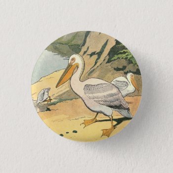 Pelican At The Sea Shore Pinback Button by kidslife at Zazzle