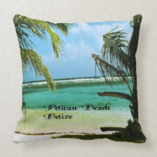 Pelican Beach Belize Throw Pillow