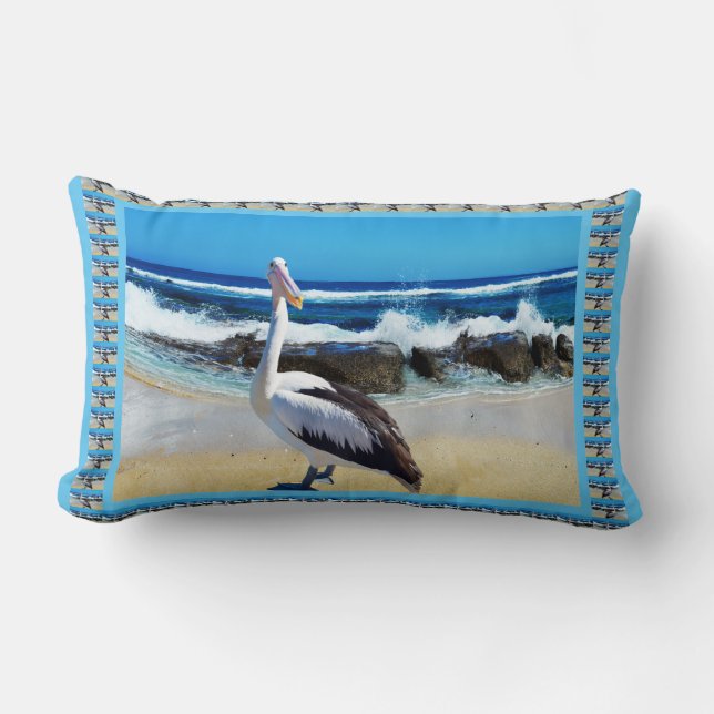 Pelican Beach Splash, Lumbar Pillow (Front)