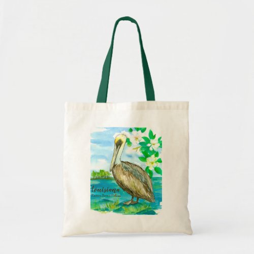 Pelican Bird Lake Ponchetrain Watercolor Tote Bag