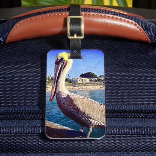 Pelican Bird Photo California Beach Pier Custom Luggage Tag