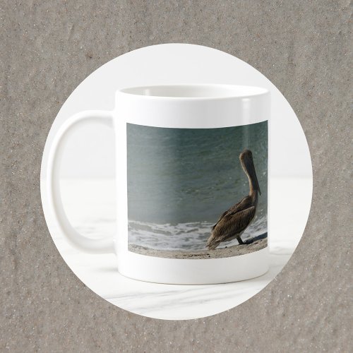 Pelican Bird Standing on the Beach Photo Coffee Mug