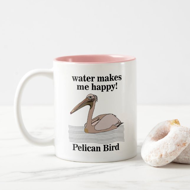 Pelican Bird Two-Tone Coffee Mug (With Donut)
