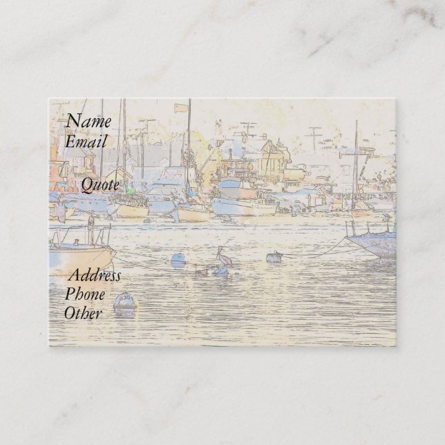 Pelican Birds Sailboats Boats Harbor Ocean Sea Business Card (Front)