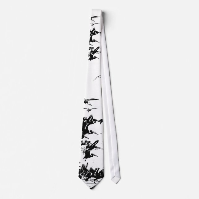 Pelican Birds Wildlife Animals Beach Ocean Neck Tie (Front)