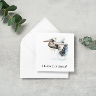 Pelican Birthday Watercolor Coastal Bird Card
