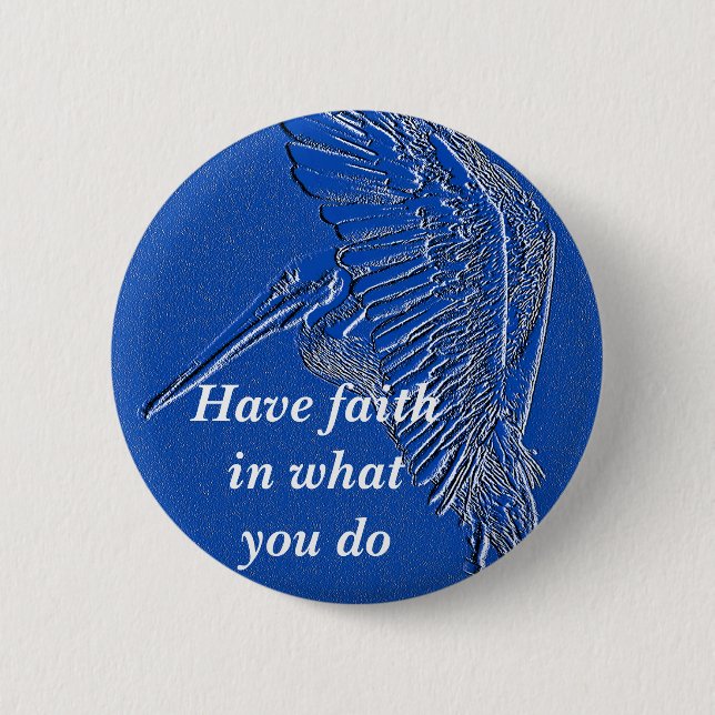 Pelican,Blue art_ Pinback Button (Front)