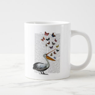 Pelican & Butterflies Giant Coffee Mug