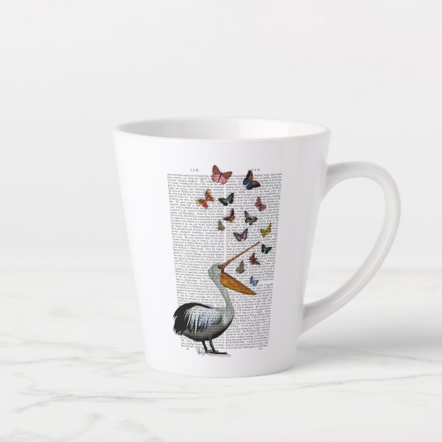 Pelican & Butterflies Latte Mug (Right)