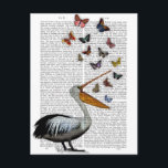 Pelican & Butterflies Postcard<br><div class="desc">Pelican & Butterflies by Fab Funky.  Features butterflies flying out of a pelican's mouth. | 190004D</div>