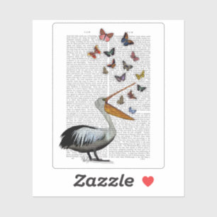 Pelican & Butterflies Sticker