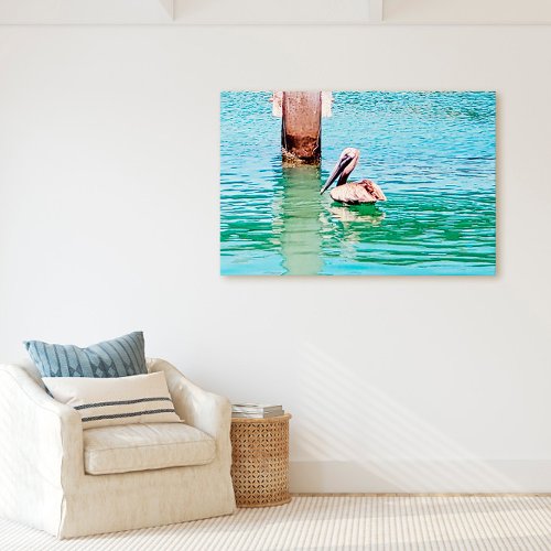 Pelican Chilling In The Florida Keys Ocean Canvas Print